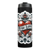 Ware Liefde Hart Tattoo Sticker Stijl Artistiek Thermosbeker (Voorkant)
