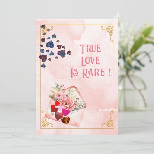 Ware liefde is zeldzame Valentijnsdag romantisch c Feestdagenkaart (Staand voorkant)