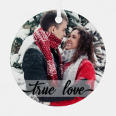 ware liefde, moderne kalligrafie, feestfoto metalen ornament (Voorkant)