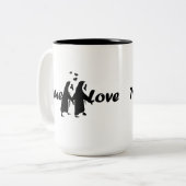 Ware Liefde (Pinguïn) Tweekleurige Koffiemok (Voorkant links)