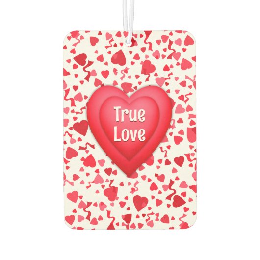 Ware Liefde Rode Confetti Harten Gepersonaliseerd Luchtverfrisser (Achterkant)