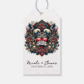 Ware Liefde Skelet Hart Tattoo Bruiloft Cadeaulabel (Voorkant)