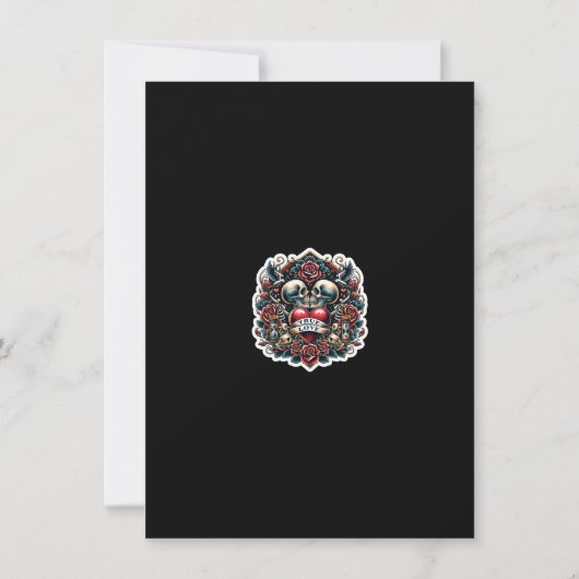 Ware liefde Skelet Hart Tattoo Bruiloft Dank u Kaart (Achterkant)