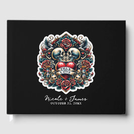 Ware Liefde Skelet Hart Tattoo Bruiloft Gastenboek