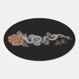 WARE LIEFDE Snake op Roos Ovale Sticker