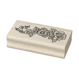 WARE LIEFDE Snake op Roos Rubberstempel