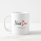 Ware liefde sterft nooit koffiemok (Links)