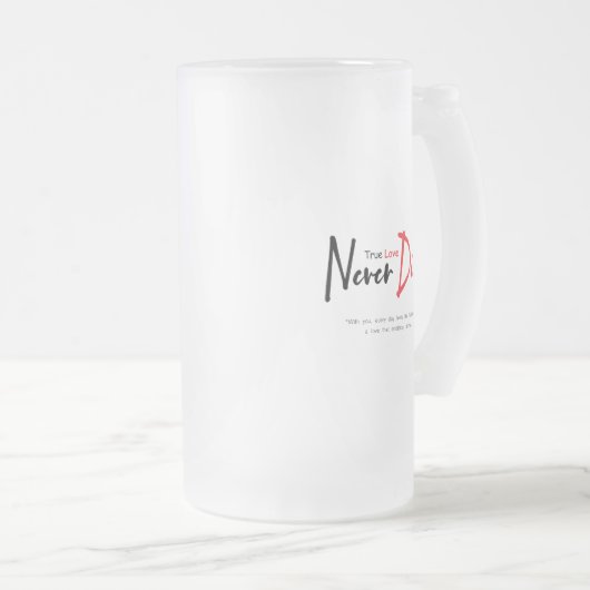 Ware liefde sterft nooit matglas bierpul (Voorkant rechts)