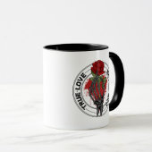 Ware liefde sterft nooit skelet hand met Roos Mok (Voorkant rechts)