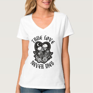 Ware Liefde Sterft Nooit Skelet Koppel T-shirt