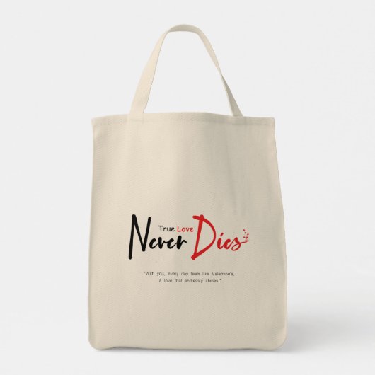 Ware liefde sterft nooit tote bag (Achterkant)