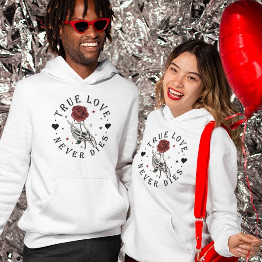 Ware Liefde Sterft Nooit Valentijnsskelet Hoodie
