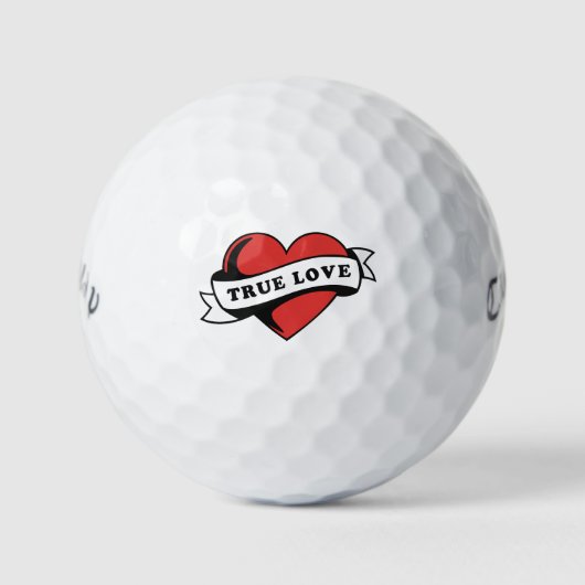 Ware Liefde Tattoo Hart | Klassiek Romance ontwerp Golfballen (Voorkant)