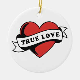 Ware Liefde Tattoo Hart Klassiek Romance ontwerp Keramisch Ornament