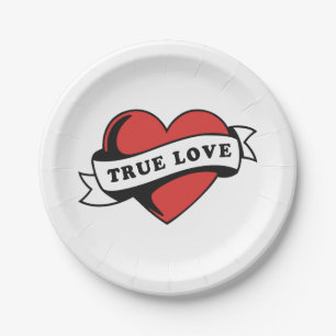 Ware Liefde Tattoo Hart Klassiek Romance ontwerp Papieren Bordje
