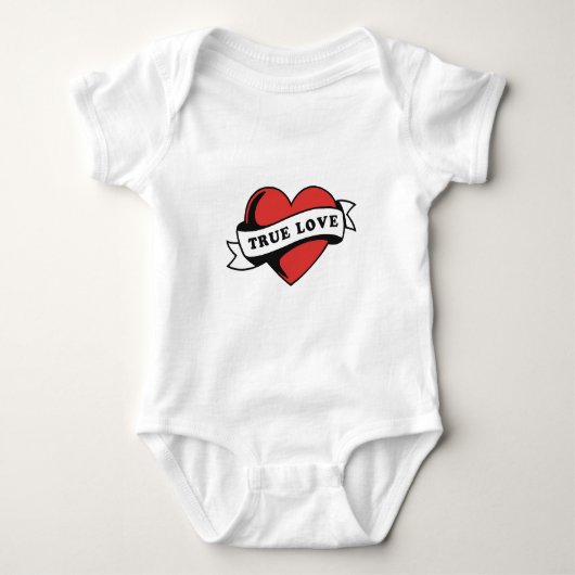 Ware Liefde Tattoo Hart | Klassiek Romance ontwerp Romper (Voorkant)