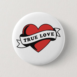 Ware Liefde Tattoo Hart Klassiek Romance ontwerp Ronde Button 5,7 Cm