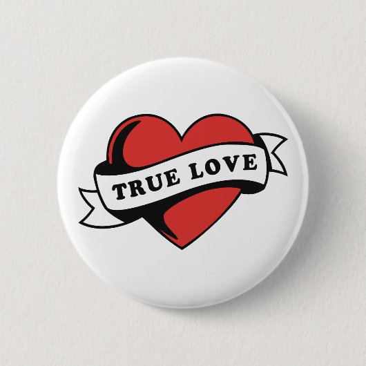 Ware Liefde Tattoo Hart | Klassiek Romance ontwerp Ronde Button 5,7 Cm (Voorkant)