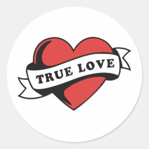 Ware Liefde Tattoo Hart Klassiek Romance ontwerp Ronde Sticker