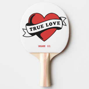 Ware Liefde Tattoo Hart Klassiek Romance ontwerp Tafeltennisbatje