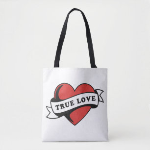 Ware Liefde Tattoo Hart Klassiek Romance ontwerp Tote Bag