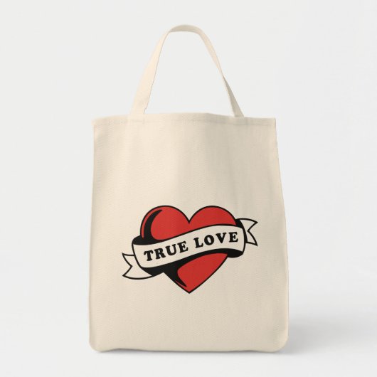 Ware Liefde Tattoo Hart | Klassiek Romance ontwerp Tote Bag (Voorkant)