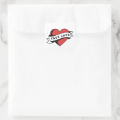 Ware Liefde Tattoo Hart | Klassiek Romance ontwerp Vierkante Sticker (Tas)