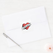 Ware Liefde Tattoo Hart | Klassiek Romance ontwerp Vierkante Sticker (Envelop)