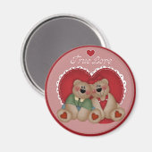 Ware Liefde Teddy Bears Valentijnsdag Magnet (Voorkant / Achterkant)