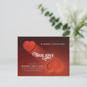 Ware liefde, twee harten, behalve het date Briefka Uitnodiging Briefkaart (Staand voorkant)