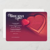 Ware Liefde, Twee Harten, Rode Trouwkaart Uitnodig Aankondiging (Voorkant / Achterkant)