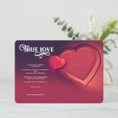 Ware Liefde, Twee Harten, Rode Trouwkaart Uitnodig Aankondiging (Staand voorkant)