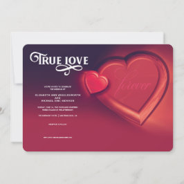 Ware Liefde, Twee Harten, Rood Trouwkaart Uitnodig Aankondiging