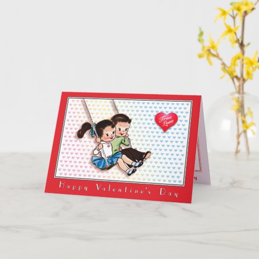 Ware Liefde  Valentijnsdag Kleurrijke Harten Kaart (Gele Bloem)