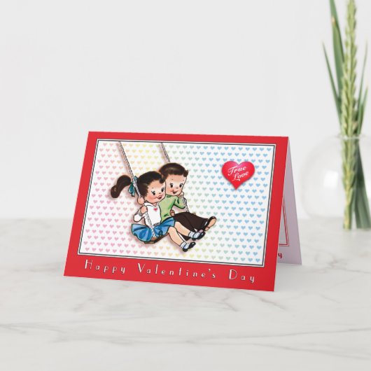 Ware Liefde  Valentijnsdag Kleurrijke Harten Kaart (Voorkant)