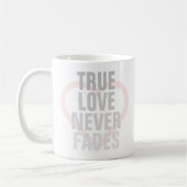 Ware liefde verflauwt nooit koffiemok (Links)