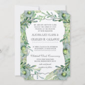 Ware Liefde Waterverf Bloemen Blauw en Groen Huwel Kaart (Voorkant)