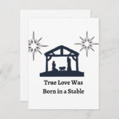 Ware liefde werd geboren in een stal op een feestdagenkaart (Voorkant / Achterkant)