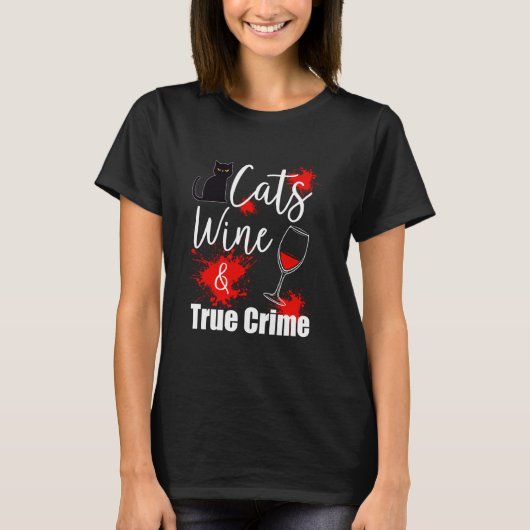 Ware Misdaad Kat Liefhebber Wijn T-shirt (Voorkant)