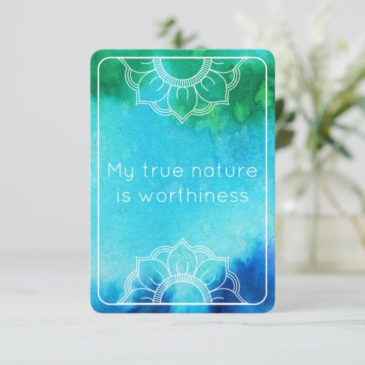 Ware Natuur Wet van Attractie Blauwe Waterverf Kaa Kaart (Staand voorkant)