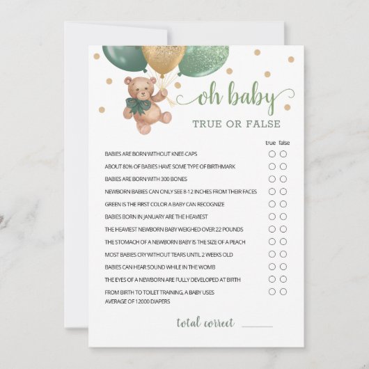 Ware of onware feiten Baby shower partij spel Kaar Kaart (Voorkant)