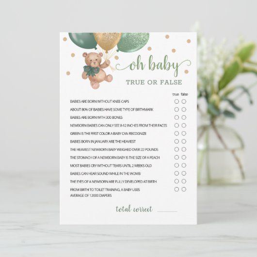 Ware of onware feiten Baby shower partij spel Kaar Kaart (Staand voorkant)