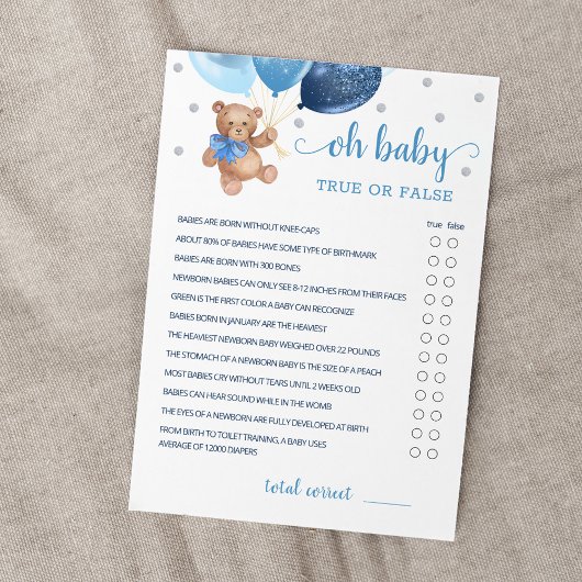 Ware of onware feiten Baby shower partij spel Kaar Kaart