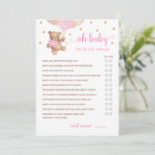 Ware of onware feiten Baby shower partij spel Kaar Kaart (Staand voorkant)
