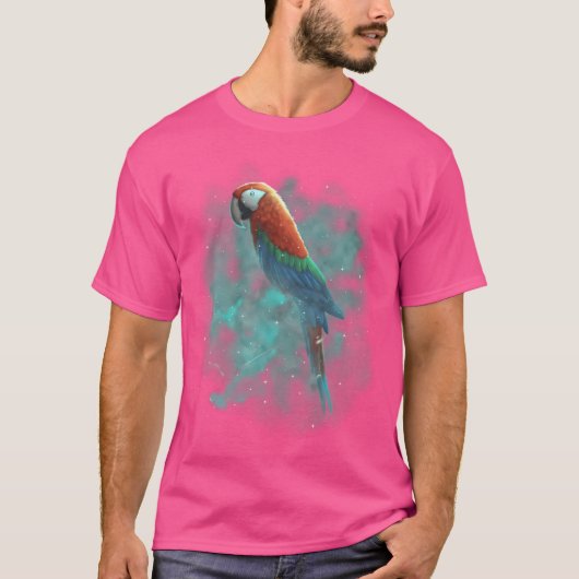 Ware papegaai kosmische melkweg hemelse buitenruim t-shirt (Voorkant)