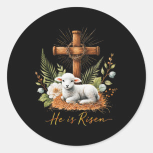 Ware Pasen is Hij verrezen Lam Kroon van Doorn Kru Ronde Sticker