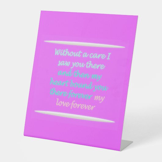 Ware Romance gedichtenpatroon roze Reclamebord Met Voetstuk (Voorkant)