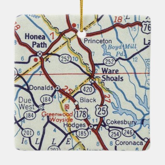 Ware Shoals and Honea Path SC Keramisch Ornament (Achterkant)