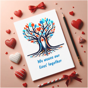 Ware Valentijnsliefde, verstrengelde bomen Feestdagenkaart