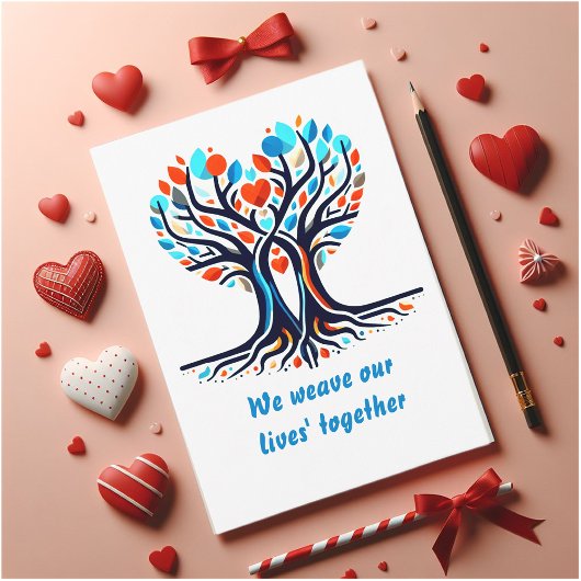 Ware Valentijnsliefde, verstrengelde bomen Feestdagenkaart